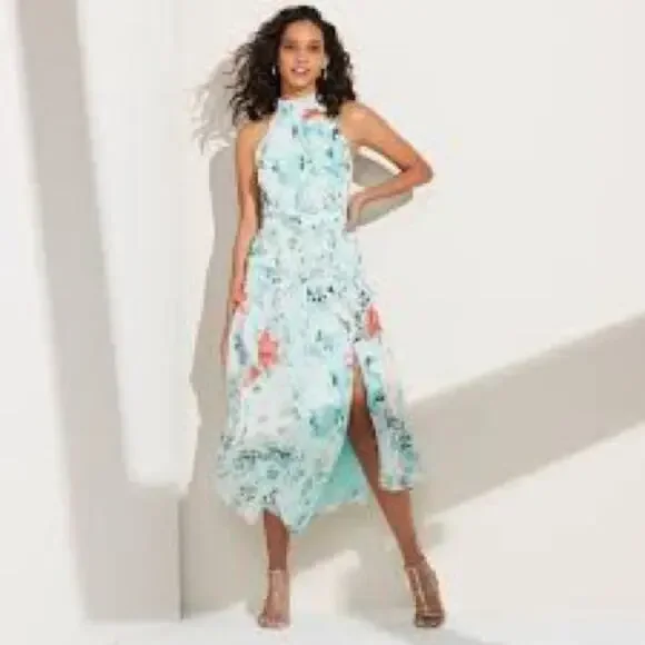 White House Black Market NWOT Romantic Floral Ruffle Maxi Dress Size 14 Large - Picture 2 of 9